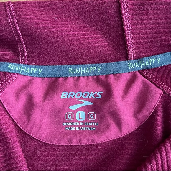 Brooks running qt zip ribbed pullover hoodie Large lightweight outdoor gym red‎ - Picture 6 of 8